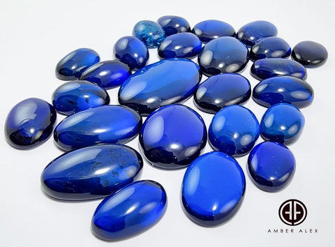 Blue Amber Free Shape Cabochons