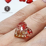 Red Amber Heart Shape Cabochon