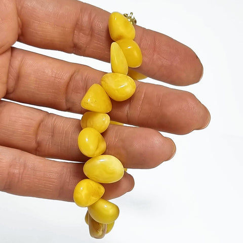 Milky Amber Nugget Beaded Bracelet 14k Gold Plated