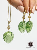 Green Amber Leaf Pendant & Chain Necklace