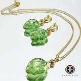 Green Amber Leaf Pendant & Chain Necklace