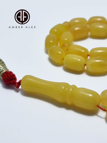 Antique Amber Barrel Shape 8 mm Islamic Prayer Beads