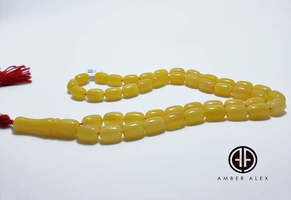 Antique Amber Barrel Shape 8 mm Islamic Prayer Beads