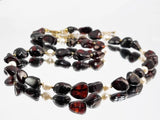 Cherry Amber Nuggets Necklace 14k Gold Plated