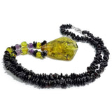 Green Amber Free Shape Pendant Beaded Necklace