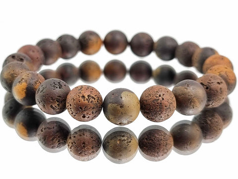 Cognac Amber Round Beads Stretch Bracelet