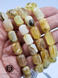 Milky Amber Barrel Beads Stretch Bracelet