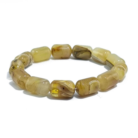 Milky Amber Barrel Beads Stretch Bracelet