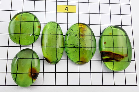 Green Amber Handmade Free Shape Cabochons