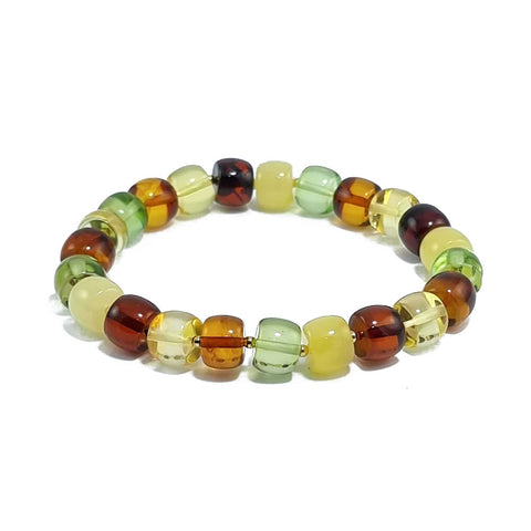 Multi-Color Amber Tablets Stretch Bracelet