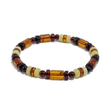 Multi-Color Amber Round, Barrel & Tablet Beads Stretch Bracelet