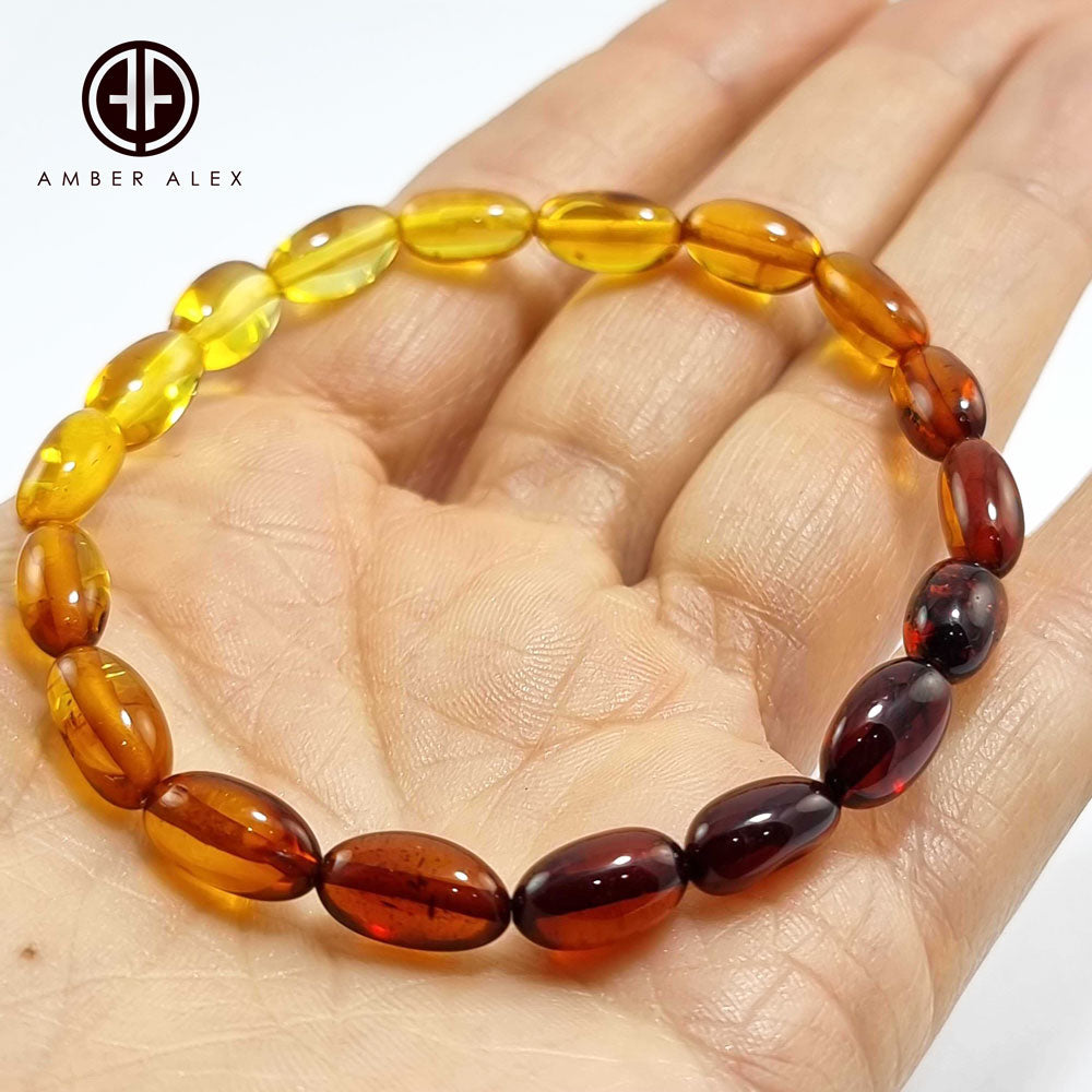 Gradient Color Amber Small Nugget Stretch Bracelet