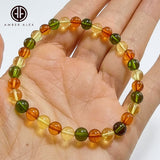 Multi-Color Amber Round Beads Stretch Bracelet