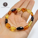 Multi-Color Amber Faceted Small Nugget Stretch Bracelet