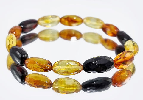 Multi-Color Amber Faceted Small Nugget Stretch Bracelet