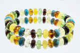 Multi-Color Amber Tablet Beads Stretch Bracelet