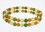 Multi-Color Amber Round Beads Stretch Bracelet