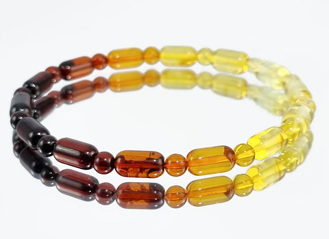 Gradient Color Amber Round & Barrel Beads Stretch Bracelet