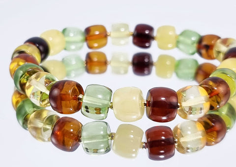 Multi-Color Amber Tablets Stretch Bracelet