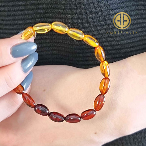 Gradient Color Amber Small Nugget Stretch Bracelet