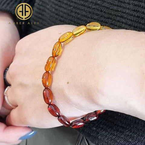 Gradient Color Amber Small Nugget Stretch Bracelet