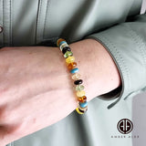 Multi-Color Amber Tablet Beads Stretch Bracelet