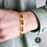 Multi-Color Amber Round Beads Stretch Bracelet