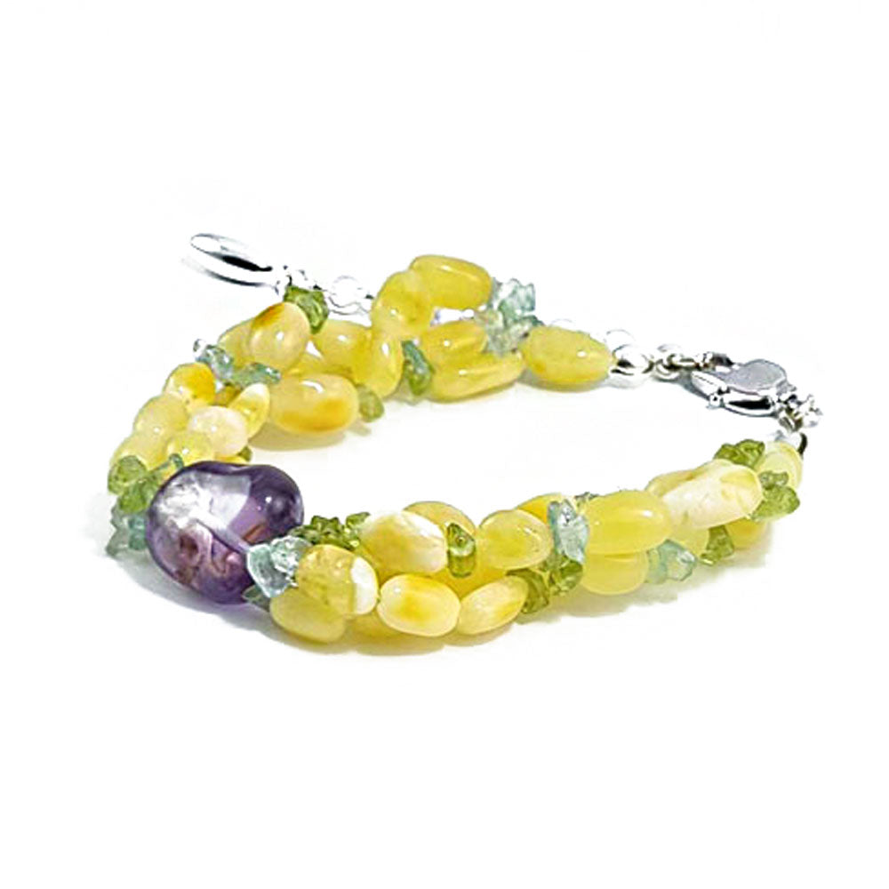 Milky Amber Nuggets Beads Bracelet