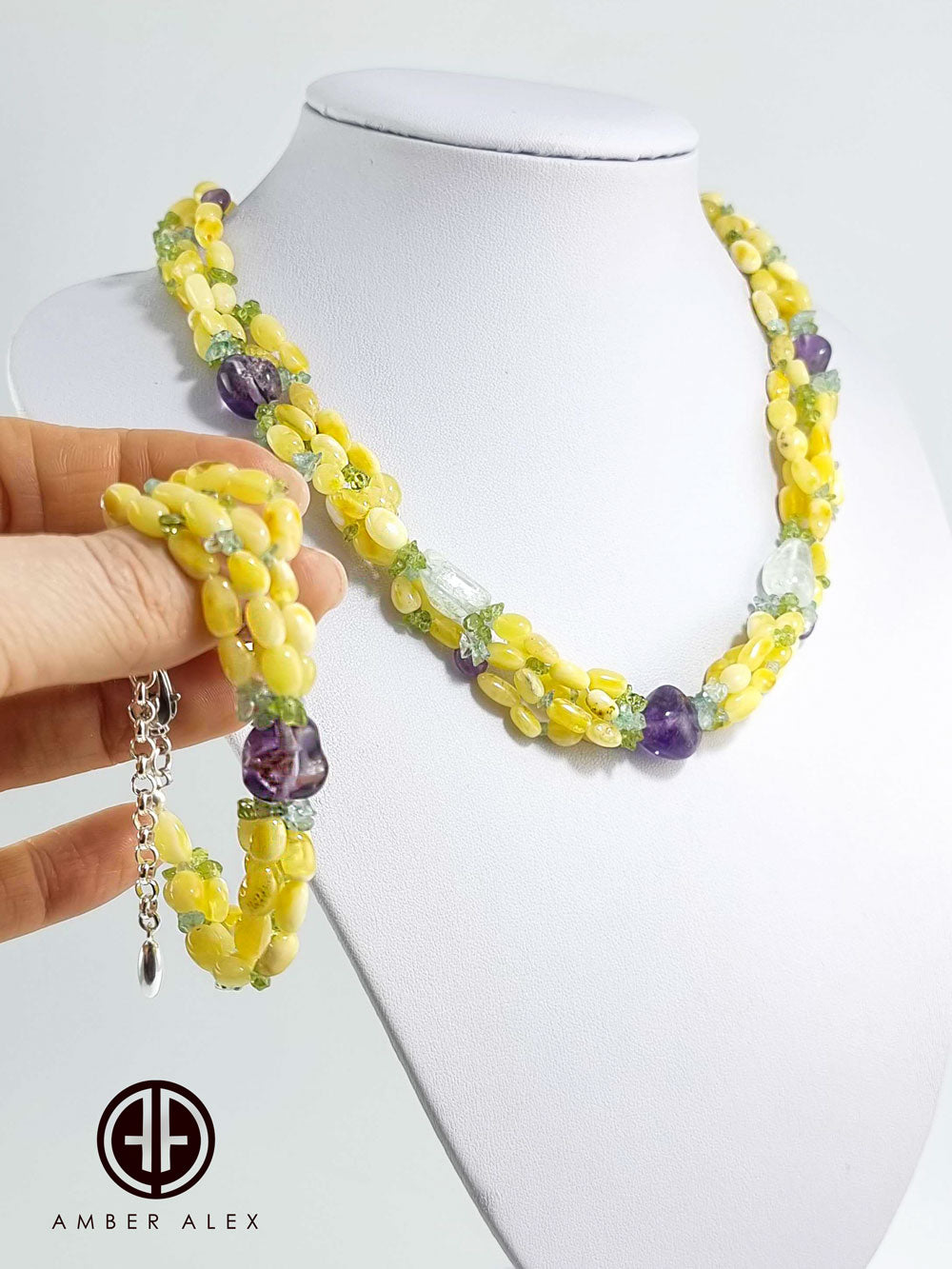 Milky Amber Nugget Beads Necklace
