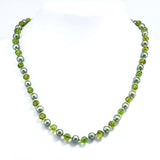 Green Amber & Pearls Baroque Beads Necklace 14k Gold Plated