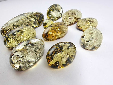 "Earth Stone" Green Amber Free Shape Cabochons