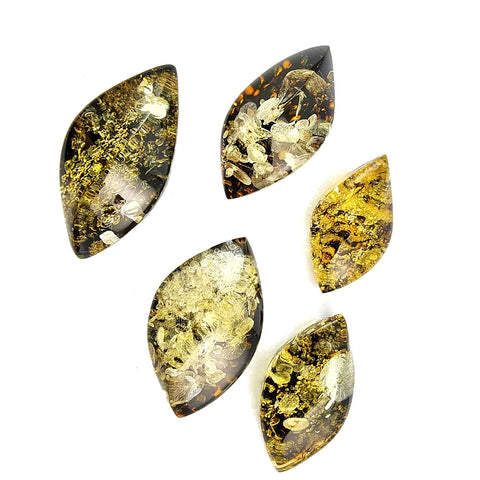 "Earth Stone" Green Amber  Marquise Shape Cabochons