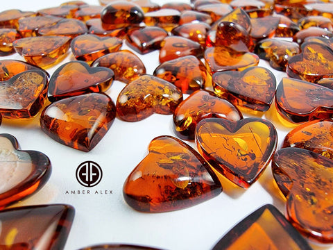 Cognac Amber Calibrated Heart Shape Cabochons