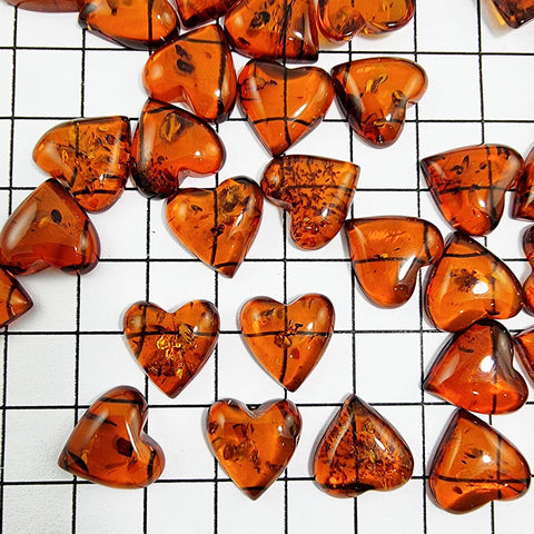 Cognac Amber Calibrated Heart Shape Cabochons