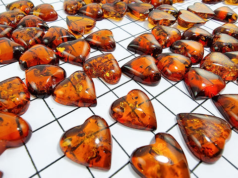 Cognac Amber Calibrated Heart Shape Cabochons