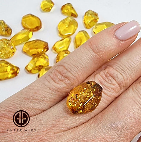 Cognac Amber Crystal Cut Stone