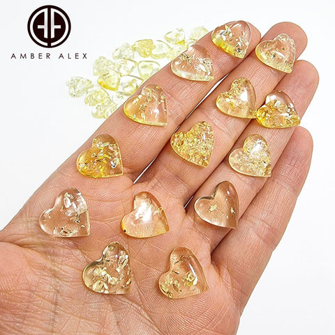 Lemon Amber Calibrated Heart Shape Cabochons