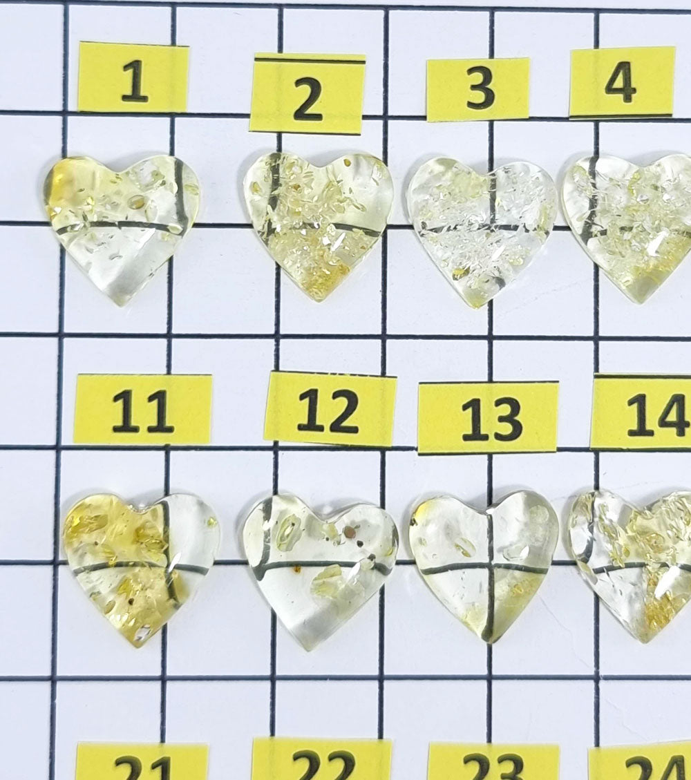 Lemon Amber Calibrated Heart Shape Cabochons