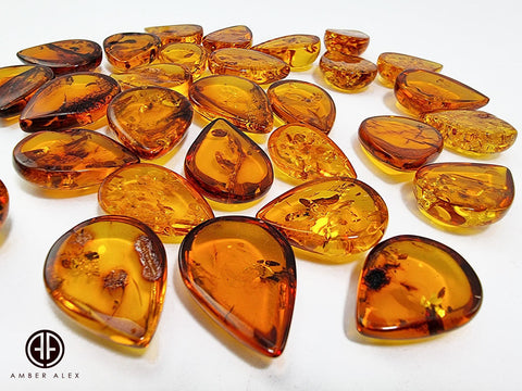 Cognac Amber Drop Shape Cabochons