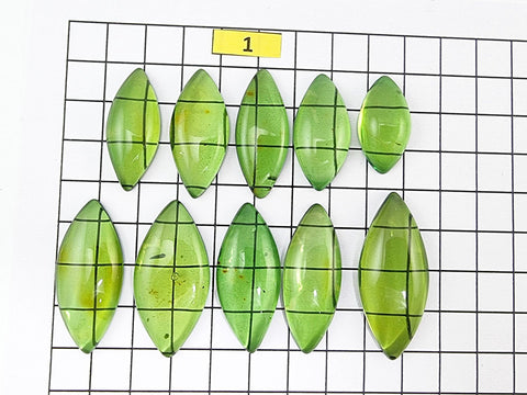 Green Amber Handmade Marquise Shape Cabochons