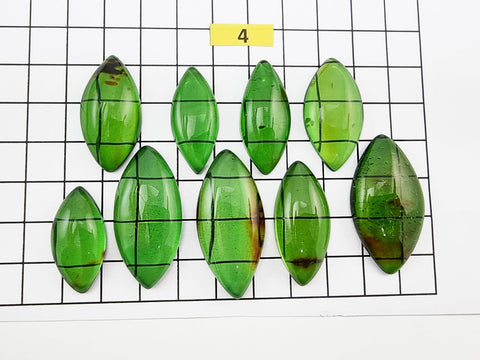 Green Amber Handmade Marquise Shape Cabochons