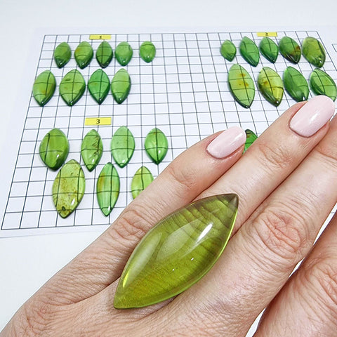 Green Amber Handmade Marquise Shape Cabochons