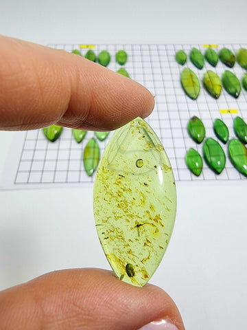 Green Amber Handmade Marquise Shape Cabochons