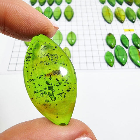 Green Amber Handmade Marquise Shape Cabochons