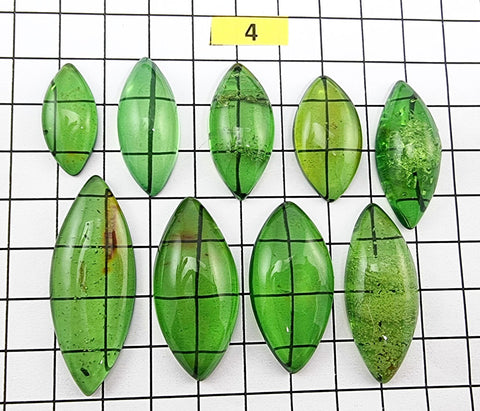 Green Amber Handmade Marquise Shape Cabochons