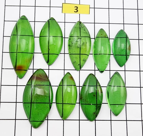 Green Amber Handmade Marquise Shape Cabochons