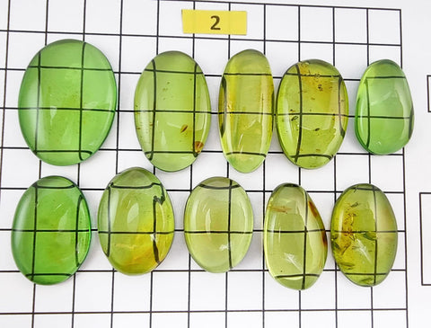 Green Amber Handmade Free Shape Cabochons