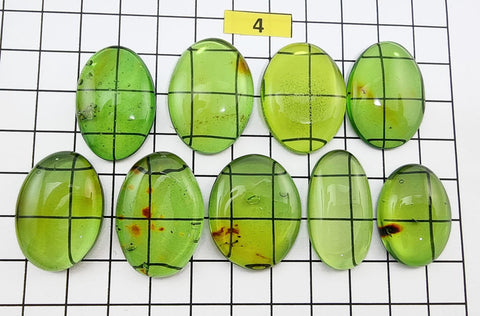 Green Amber Handmade Free Shape Cabochons