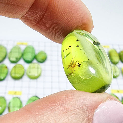 Green Amber Handmade Free Shape Cabochons