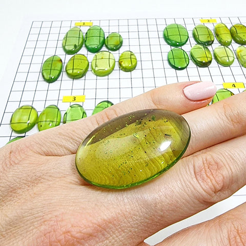 Green Amber Handmade Free Shape Cabochons